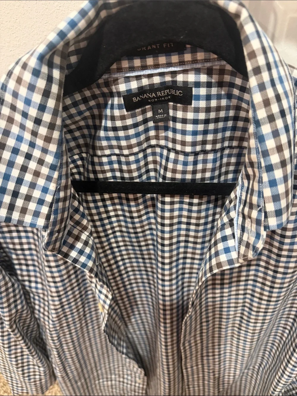 Banana Republic Blue and Brown Check Button-Down Shirt